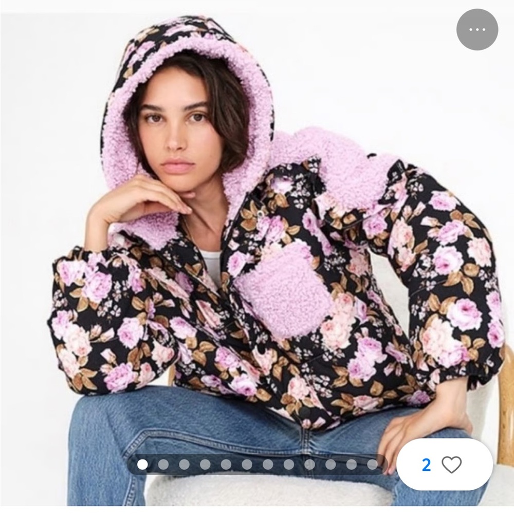 For Love and Lemons Floral Puffer Jacket - Picture 1 of 9